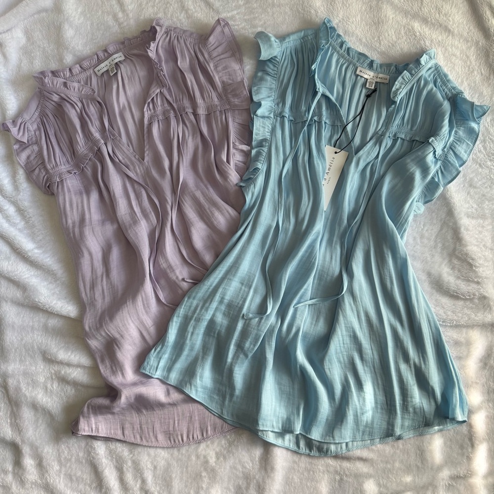 Maison d’Amélie Paris Tops Bundle – Lavender + Soft Blue | Size Large | NWOT